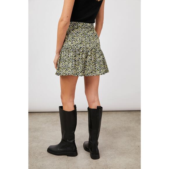 NWT Rails Women's size XL Chrysanthemum Black Yellow Tiered Floral Mini Skirt - Picture 3 of 8